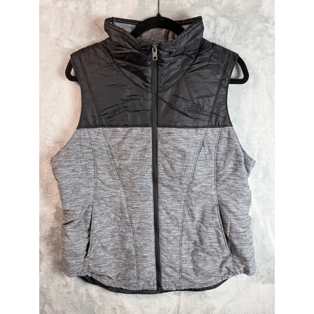THE NORTH FACE Pseudio Vest Womens XL Gray Black Insulated Full Zip Outdoor